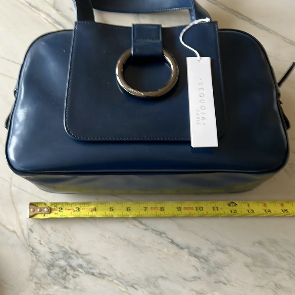 Sequoia Paris Navy Blue Satchel‎ Handbag Silver Ring Detail Shoulder Bag
